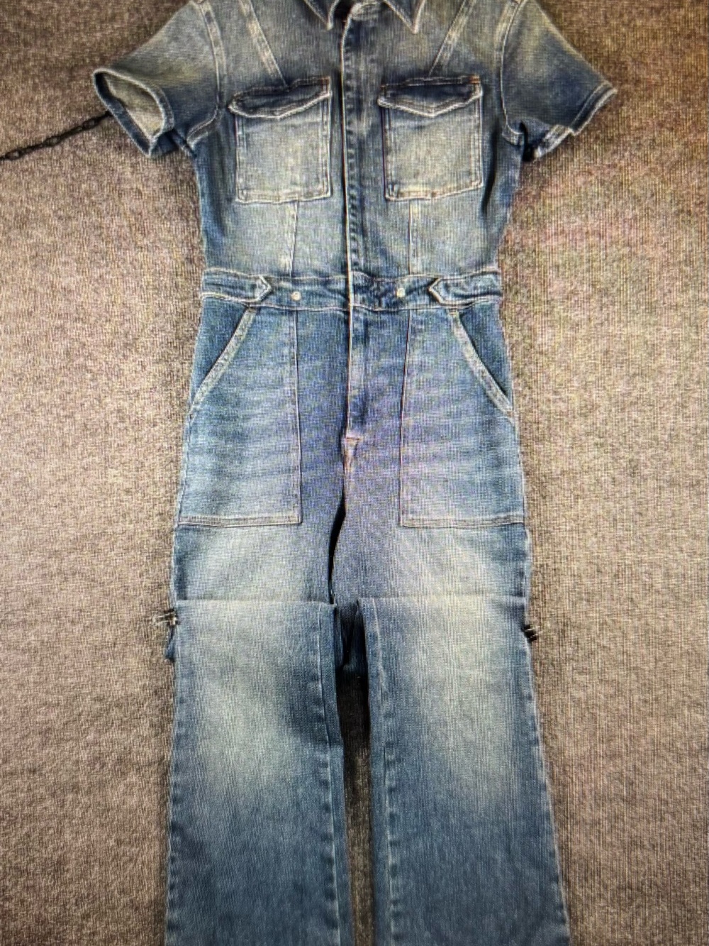 Good American Denim flare Jumpsuit - Blue Wash size 2